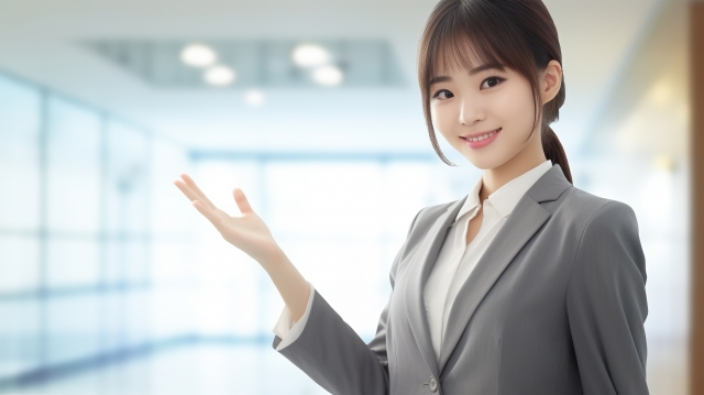 オフィスを案内している女性