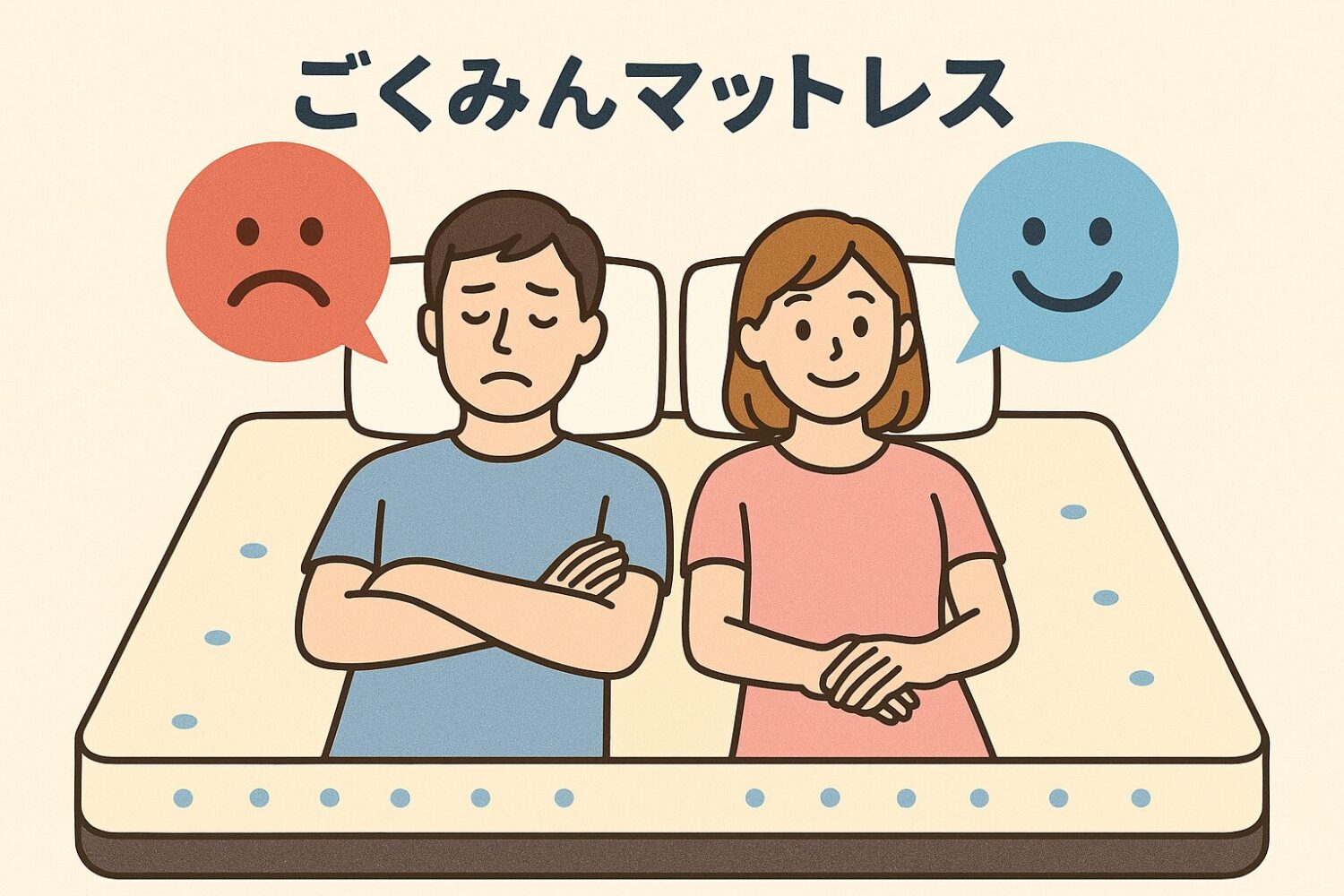 ごくみんマットレス 夫婦で同じマットレスを使い、評価が分かれている様子